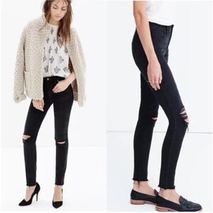 Madewell Black Skinny Jeans with Knee Rips